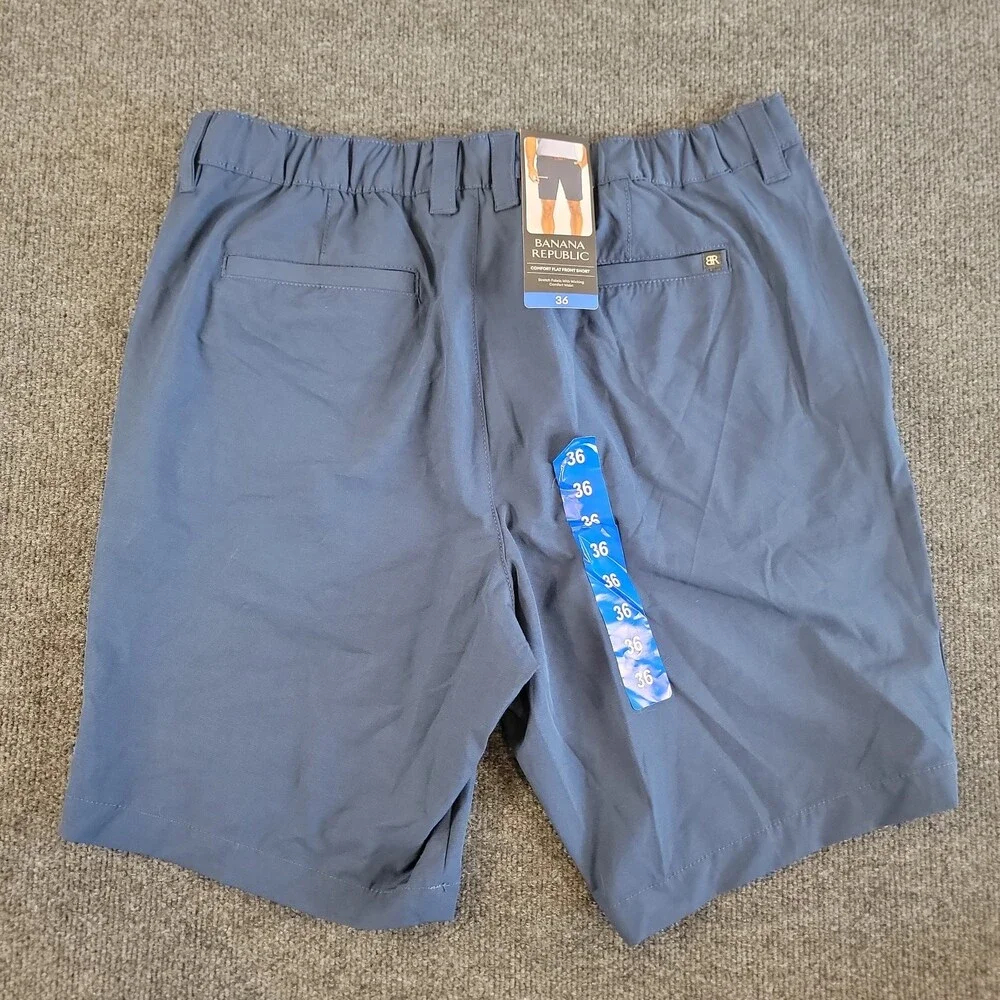 Banana Republic Blue Comfort Flat Front Elastic Waist Shorts, Size 36 - NWT